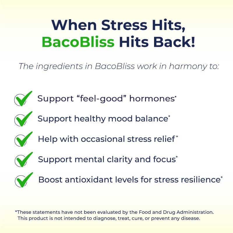 BacoBliss I Scientifically Tested Mood Support Formula I 10+ Powerful Ingredients for Calm, Relaxation and Occasional Stress Relief - Image 3