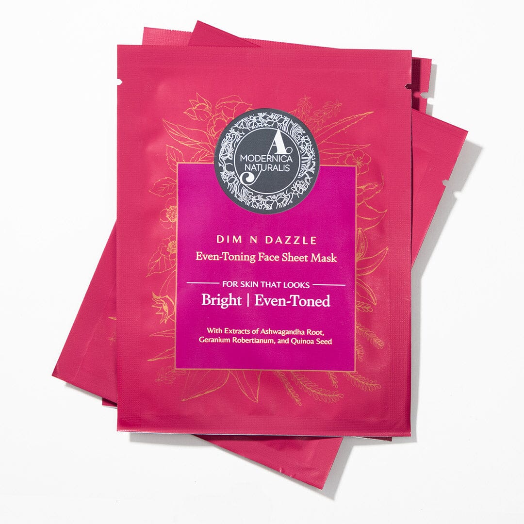 FREE GIFT: Dim N Dazzle Even-Toning Face Sheet Mask – Brightens, Hydrates Dull, Dry, Aging Textured Skin - Unique ‘Serum-Drench Method’ with Sappan Wood Bark & Manjistha
