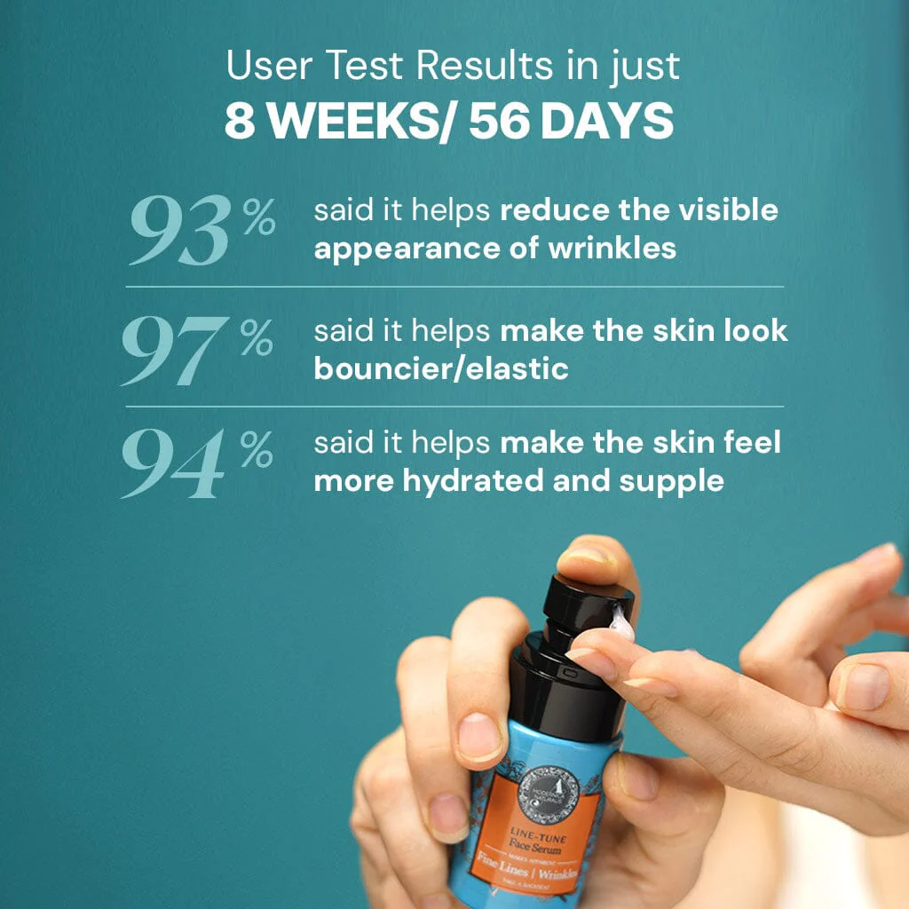 Line-Tune Face Serum: Reduces the Appearance of Fine Lines & Wrinkles – Hydrating Formula with Tamarind, Bakuchi, Arjuna, Guduchi & Peptides - Image 4