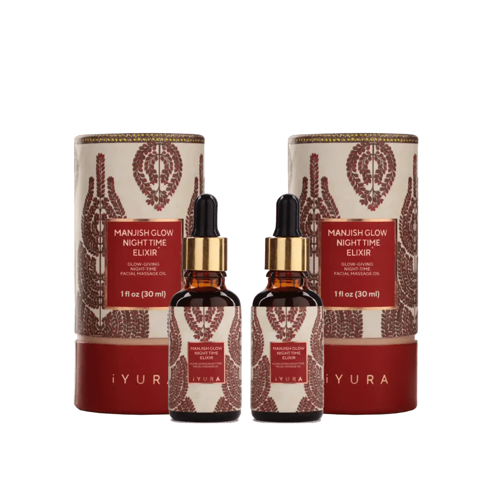 Manjish Glow Night Time Elixir - An Ayurvedic Face Oil Moisturizer Boosted with Manjistha - 30 mL - Pack of 2