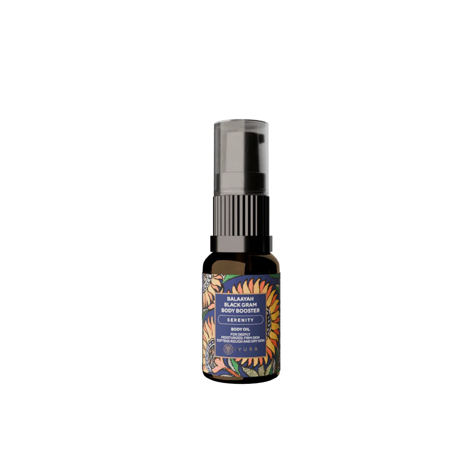 Mini Balaayah Black Gram Body Booster - Serenity Blend - 15 mL - An Ayurvedic Body Moisturizing Oil for Saggy, Crepey, Dry, Aging Skin