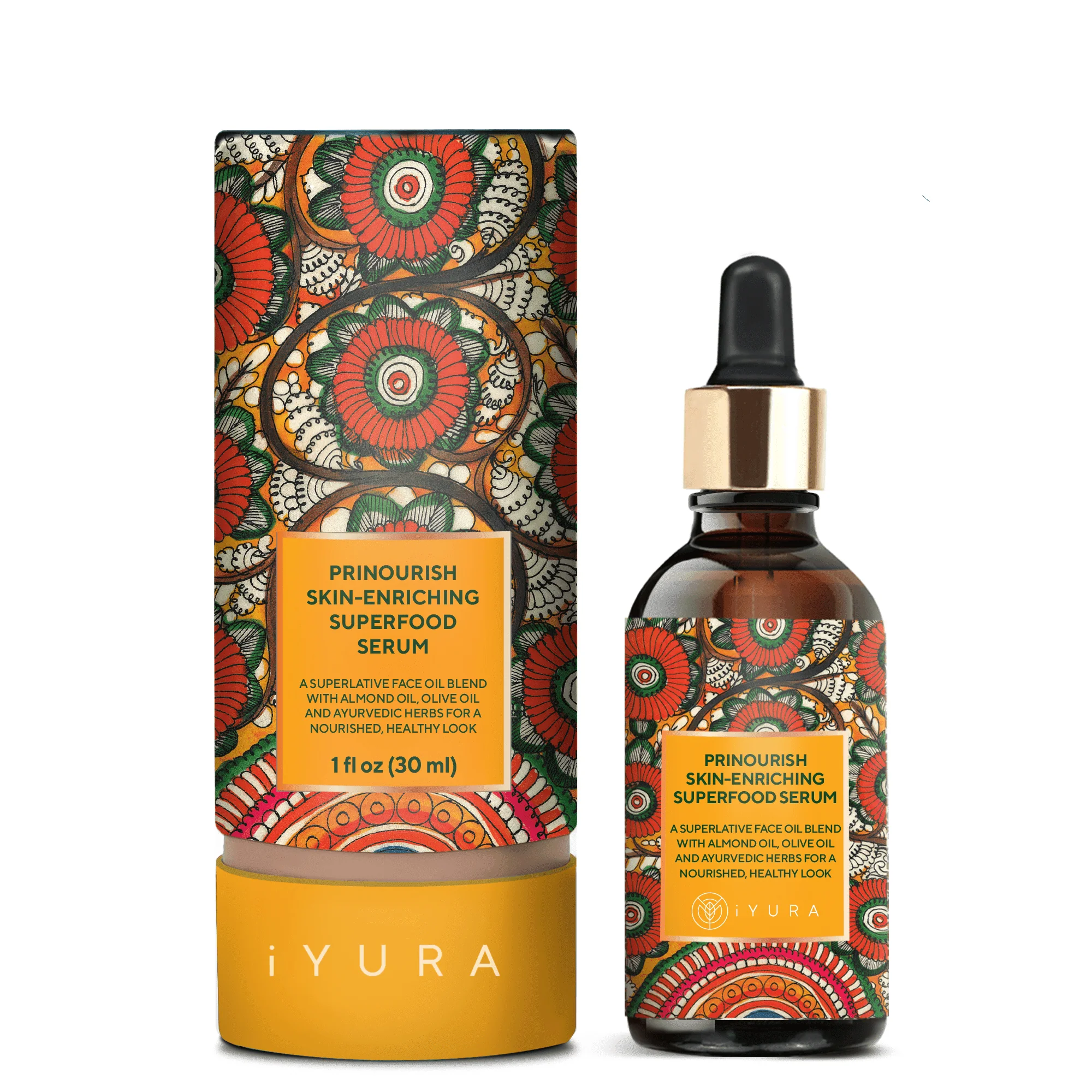Prinourish Skin-Enriching Superfood Serum: With Almond Oil, Olive Oil, Turmeric, Mango and More Ayurvedic Herbs